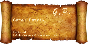 Garan Patrik névjegykártya